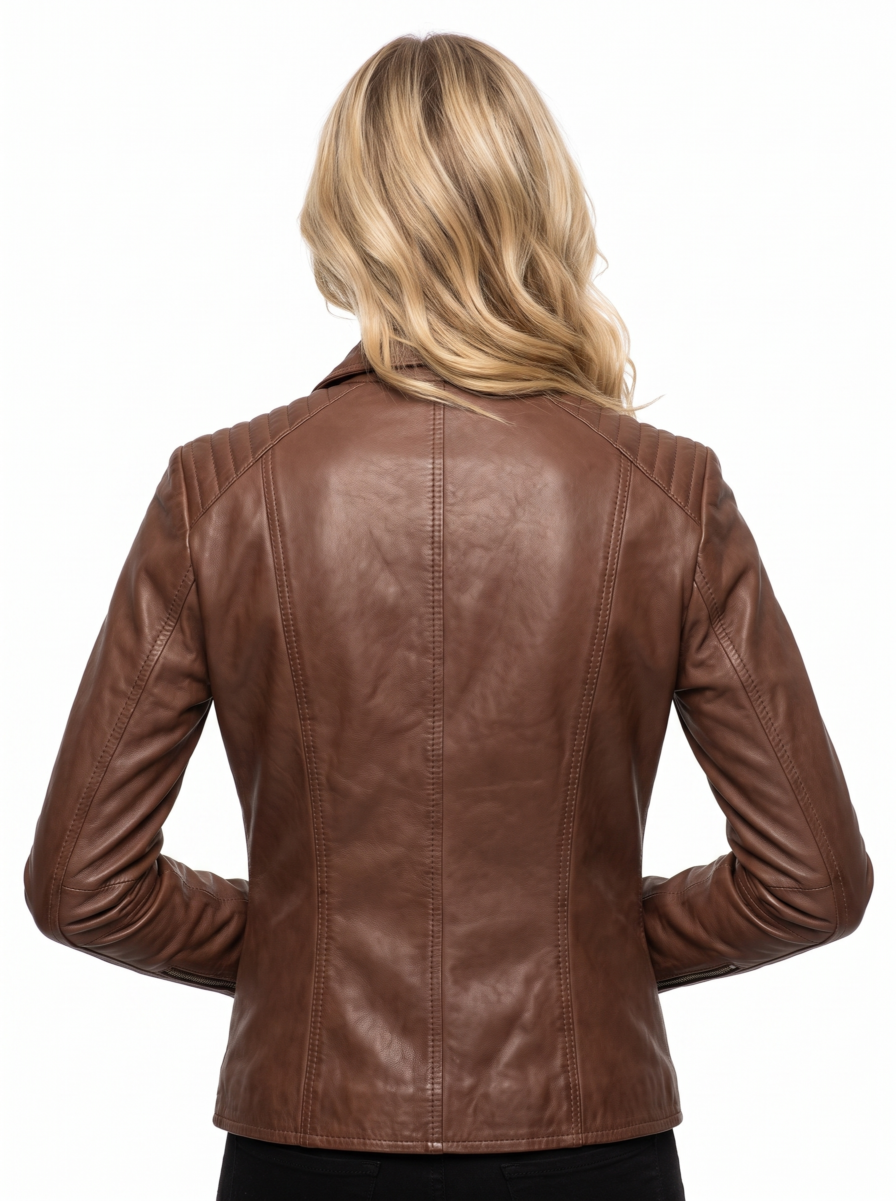 Cognac Lambskin Biker Jacket