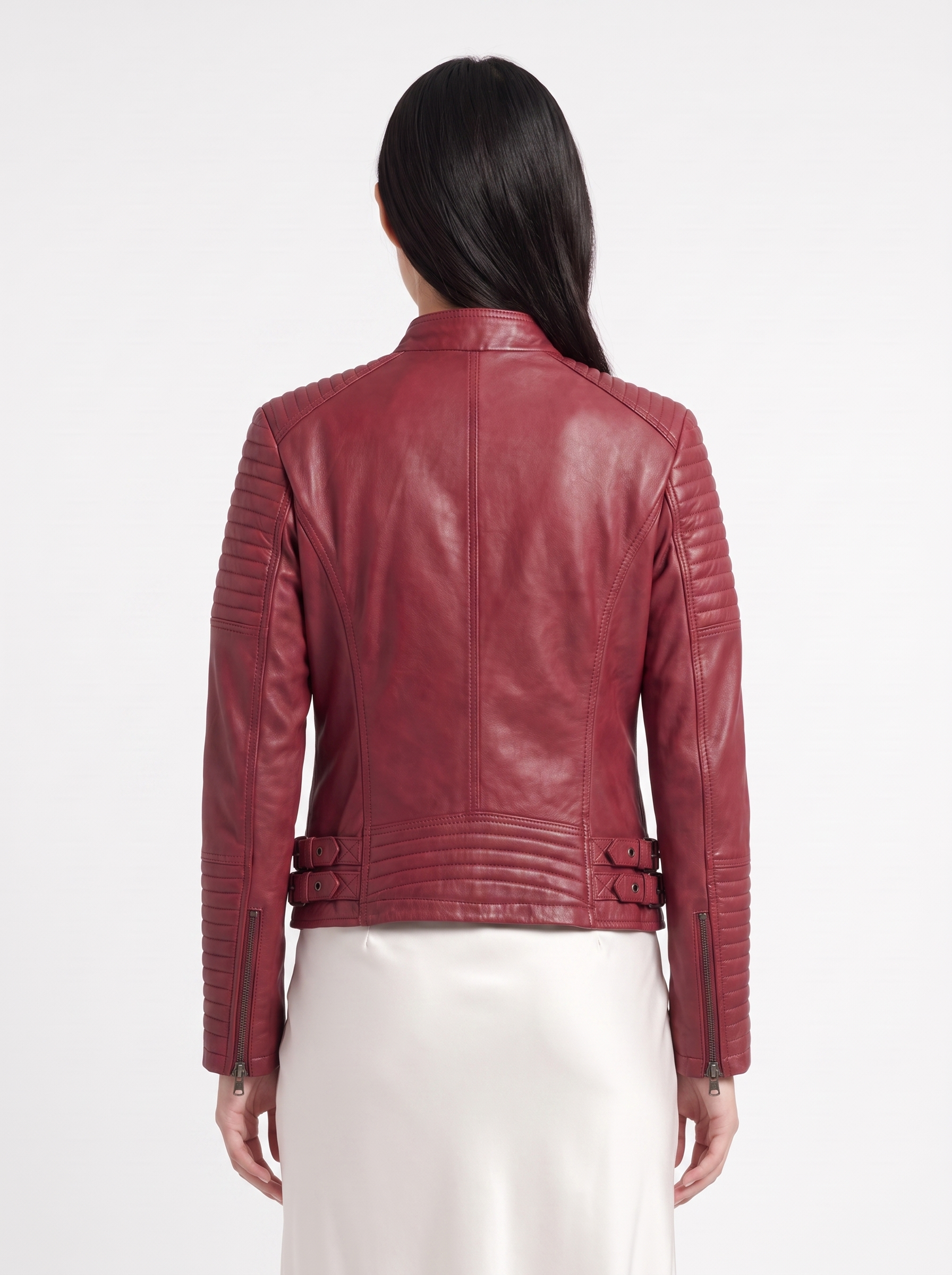 Rouge Lambskin Biker Jacket