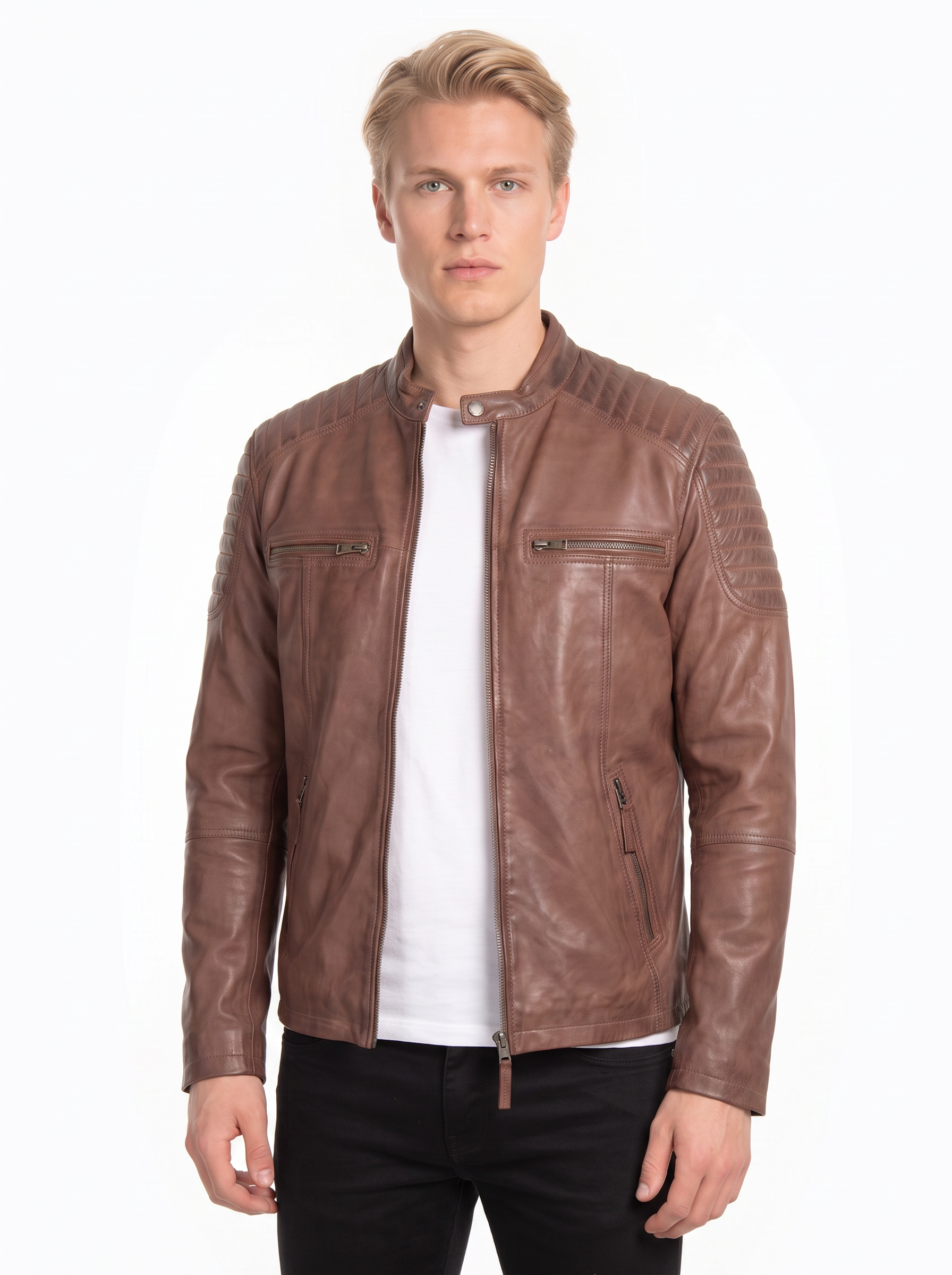 Maverick Cognac Lambskin Jacket